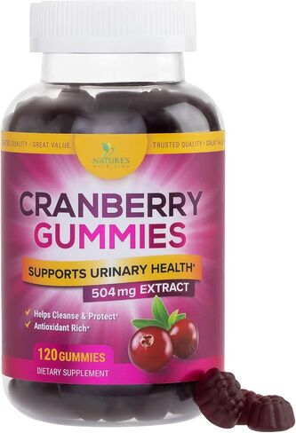 Cranberry Gummies - Urinary Tract Health Gummy + Vitamin C - 25,000mg - Triple Strength Cranberry Concentrate Extract Supplement Pills, Ultimate Potency, Non-GMO, Gluten Free - 60 Gummies in Saudi Arabia