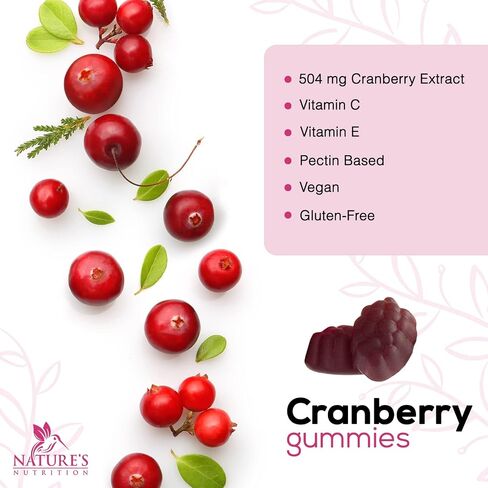 Cranberry Gummies - Urinary Tract Health Gummy + Vitamin C - 25,000mg - Triple Strength Cranberry Concentrate Extract Supplement Pills, Ultimate Potency, Non-GMO, Gluten Free - 60 Gummies in Saudi Arabia