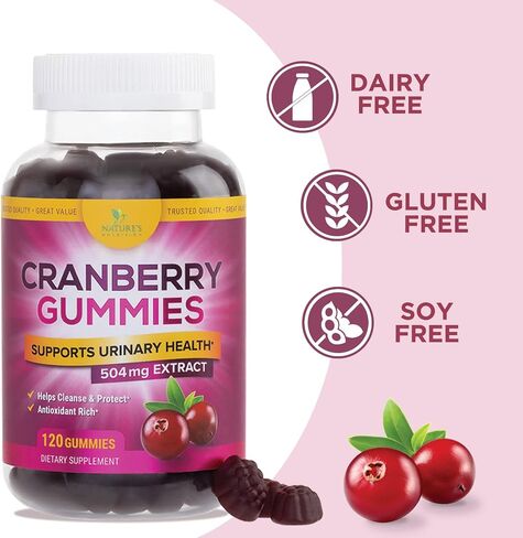 Cranberry Gummies - Urinary Tract Health Gummy + Vitamin C - 25,000mg - Triple Strength Cranberry Concentrate Extract Supplement Pills, Ultimate Potency, Non-GMO, Gluten Free - 60 Gummies in Saudi Arabia