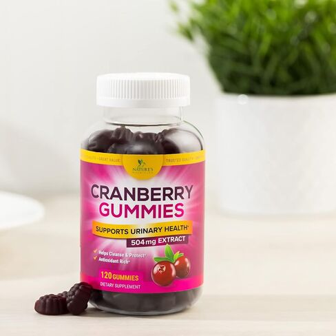 Cranberry Gummies - Urinary Tract Health Gummy + Vitamin C - 25,000mg - Triple Strength Cranberry Concentrate Extract Supplement Pills, Ultimate Potency, Non-GMO, Gluten Free - 60 Gummies in Saudi Arabia