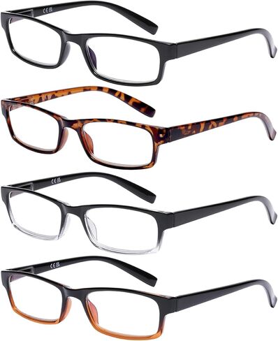 DOOViC Stylish Blue Light Reading Glasses for Women Men Anti UV/Glare/Fatigue 4 Pack Computer Readers +3.00 in Kuwait