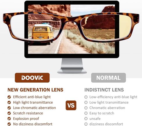 DOOViC Stylish Blue Light Reading Glasses for Women Men Anti UV/Glare/Fatigue 4 Pack Computer Readers +3.00 in Kuwait