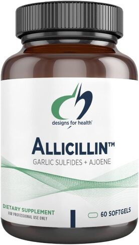Designs for Health Allicillin - Allicin Supplement with 200mg Garlic Oil + Parsley Oil - Garlic Pills with Powerful Sulfides - Enteric Coated to Help Reduce Odor, Non-GMO (60 Softgels) in Saudi Arabia