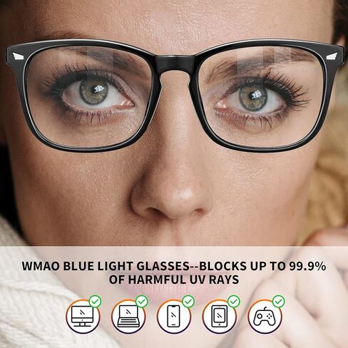 نظارات WMAO الزرقاء لحجب الضوء مربعة، إطار نظارات Nerd مضادة للأشعة الزرقاء، نظارات كمبيوتر بدون وصفة طبية in Kuwait