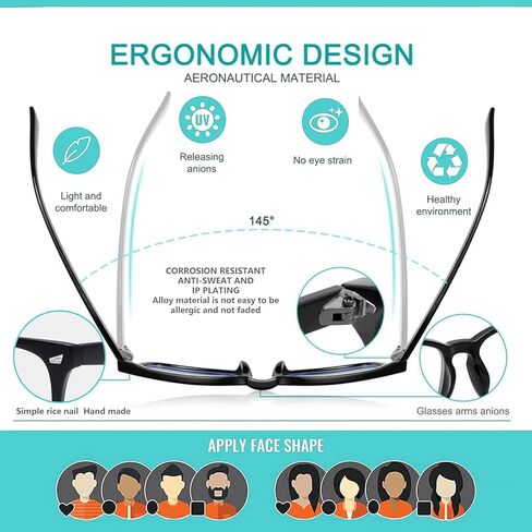 نظارات WMAO الزرقاء لحجب الضوء مربعة، إطار نظارات Nerd مضادة للأشعة الزرقاء، نظارات كمبيوتر بدون وصفة طبية in Kuwait