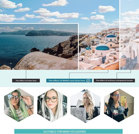 نظارات WMAO الزرقاء لحجب الضوء مربعة، إطار نظارات Nerd مضادة للأشعة الزرقاء، نظارات كمبيوتر بدون وصفة طبية in Kuwait