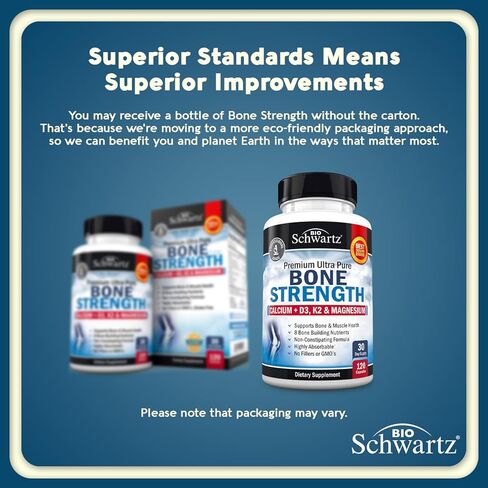 مكمل تقوية العظام مع الكالسيوم + د3، ك2 والمغنيسيوم - مزيج فيتامين عالي الامتصاص لدعم العظام والعضلات - تركيبة لا تسبب الإمساك - 8 مغذيات لبناء العظام - 120 كبسولة نباتية in Kuwait