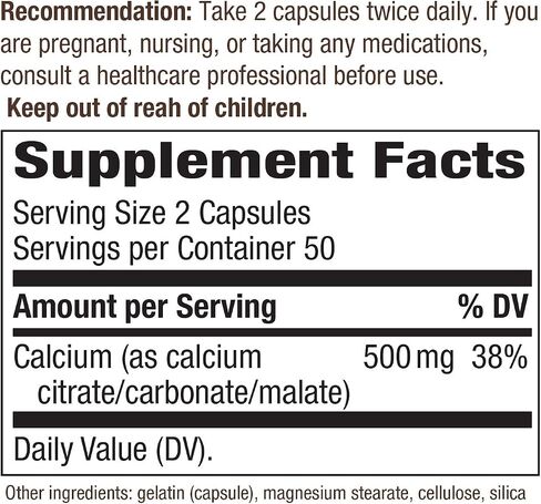 Nature's Way Calcium Citrate, Carbonate and Malate, Supports Bone Health*, 100 Capsules (Packaging May Vary) in Kuwait