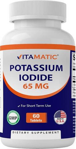 Vitamatic Potassium Iodide 65 mg per Serving - 60 Tablets - Thyroid Support - KI Pills (60 Count (Pack of 1)) in Saudi Arabia