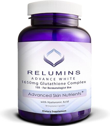 Relumins Advance White 1650mg 15x Glutathione Complex - نسخة محسنة مع حمض ألفا ليبويك وحمض الهيالورونيك - مكمل غذائي - 90 كبسولة نباتية in Kuwait