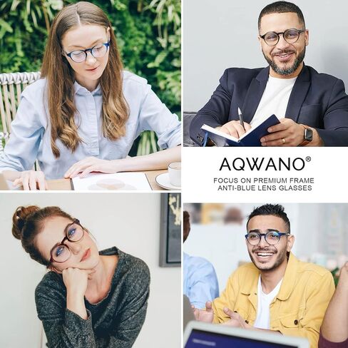 نظارات قراءة ثنائية البؤرة من AQWANO تحجب الضوء الأزرق للرجال والنساء - قارئ ثنائي البؤرة للكمبيوتر مستدير أنيق بتصميم عتيق، 2.5 in Kuwait