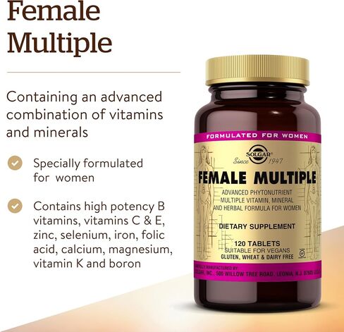 Solgar Female Multiple, 60 Tablets - Multivitamin, Mineral & Herbal Formula for Women - Advanced Phytonutrient - Vegan, Gluten Free, Dairy Free, Kosher - 20 Servings in Saudi Arabia