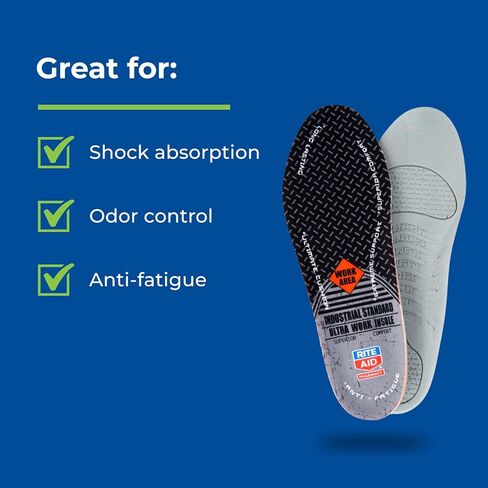 Rite Aid Ultra Work Memory Plus Insoles for Men - Sizes 7-13 | Memory Foam| Shock Absorbing Arch Support Boot Insole in Saudi Arabia