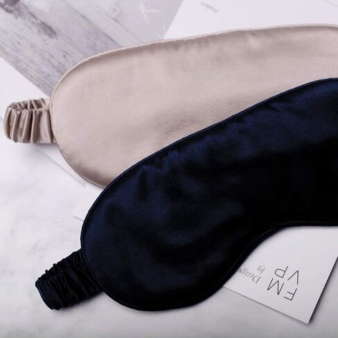 قناع النوم الحريري من Yanser Luxury 100% Mulberry Silk Eye Mask - غطاء العين - ظل العين - معصوب العينين - مضاد للشيخوخة - العناية بالبشرة - فائق النعومة - خفيف ومريح - حقيبة سفر - عبوة هدايا (كراميل) in Kuwait