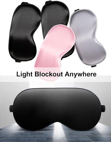 JECOLE 4 Packs Sleep Mask Eye Mask for Sleeping, Silk Sleeping Mask for Women Men, Night Sleep Mask with Adjustable Strap, Soft Comfort Eye Shade Cover for Sleeping, Shift Work, Travel Yoga Nap in Saudi Arabia