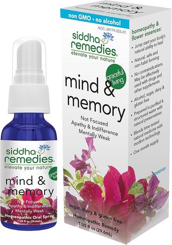 رذاذ للعقل والذاكرة، من سيداها ريميديز، لالتهاب الجلد، عدم الفرق، منخفض التركيز | علاج مثلي طبيعي 100% مع أملاح خلايا المعالجة المنزلية وخلاصة الزهور | خالٍ من الكحول والسكر in Kuwait