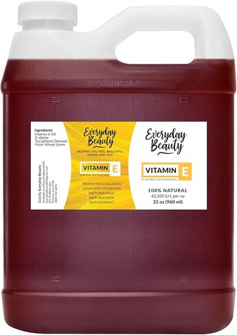 Pure Vitamin E Oil- D-Alpha Tocopherol 100% Pure & All Natural 1 Fl Oz Glass Bottle & Dropper 42,500 IUs - Not a Blend, Thick, Amber Color, Nutty Aroma From Wheat Germ - Face Body Hair in Kuwait