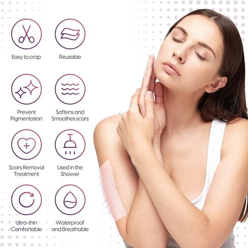 Silicone Scar Sheets (1.6" x 150" Roll-3.8M), Morfone Silicone Scar Tape, Professional and Effective Silicone Scar Removal Strips for C-Section, Surgery, Burn, Keloid, Acne, Upgrade Waterproof in Kuwait