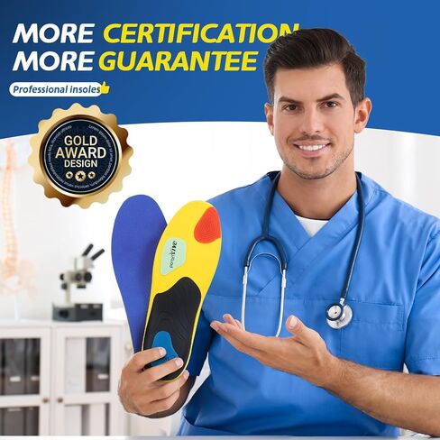 نعال رياضية احترافية من TANSTC مع دعم متوسط ​​للقوس وامتصاص الصدمات لالتهاب اللفافة الأخمصية وتخفيف آلام القدم المسطحة لدى الرجال والنساء، بطانة حذاء لتقويم العظام، قابلة للتنفس ومضادة للانزلاق، مقاس L in Kuwait