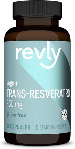 Amazon Brand - Revly Trans-Resveratrol، 250 مجم، 60 كبسولة، كمية تكفي لمدة شهرين، نباتي in Kuwait