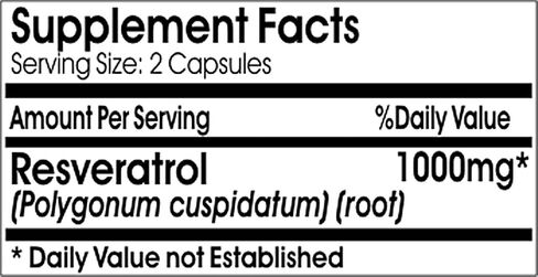 Resveratrol 1000mg, 180 Capsules - Heart/Cholesterol/Blood in Saudi Arabia