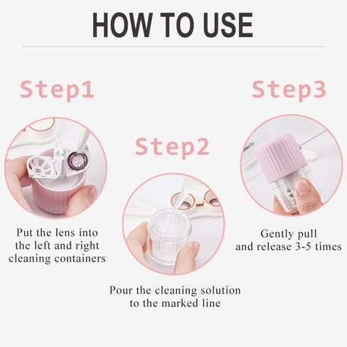 حافظة تنظيف العدسات اللاصقة المحمولة iGeyzoe، منظف العدسات اللاصقة FUNcleaner مع آلة تنظيف يدوية برباط للعدسات اللاصقة in Kuwait