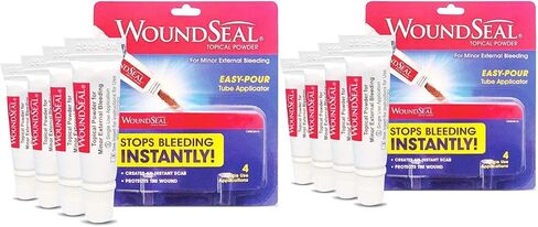WoundSeal Topical Powder Wound Care First Aid for Cuts, Scrapes and Abrasions Single Use, 4 count (Packaging May Vary) in Saudi Arabia