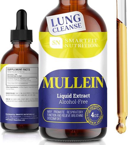 Mullein - Mullein Leaf Extract - Lung Cleanse - Mullein Drops - Organic Mullein Supplement for Respiratory System Support & Healthy Mucous Membranes - Verbascum Densiflorum for Quit Smoking Aid - 2 oz in Saudi Arabia