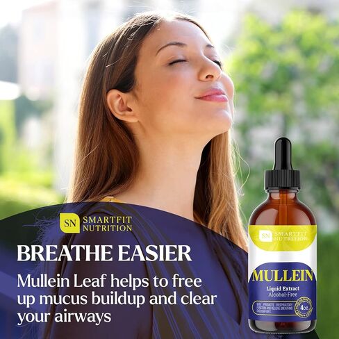 Mullein - Mullein Leaf Extract - Lung Cleanse - Mullein Drops - Organic Mullein Supplement for Respiratory System Support & Healthy Mucous Membranes - Verbascum Densiflorum for Quit Smoking Aid - 2 oz in Saudi Arabia
