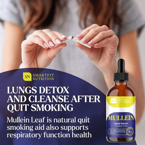 Mullein - Mullein Leaf Extract - Lung Cleanse - Mullein Drops - Organic Mullein Supplement for Respiratory System Support & Healthy Mucous Membranes - Verbascum Densiflorum for Quit Smoking Aid - 2 oz in Saudi Arabia