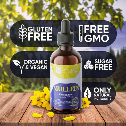 Mullein - Mullein Leaf Extract - Lung Cleanse - Mullein Drops - Organic Mullein Supplement for Respiratory System Support & Healthy Mucous Membranes - Verbascum Densiflorum for Quit Smoking Aid - 2 oz in Saudi Arabia