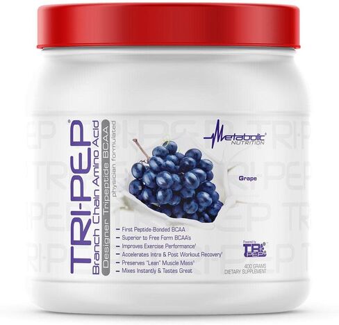 Metabolic Nutrition - TRIPEP - Tri-Peptide Branch Chain Amino Acid, BCAA Powder, Pre Intra Post Workout Supplement, Blue Raspberry, 400 Grams (40 Servings) in Saudi Arabia