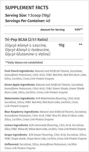 Metabolic Nutrition - TRIPEP - Tri-Peptide Branch Chain Amino Acid, BCAA Powder, Pre Intra Post Workout Supplement, Blue Raspberry, 400 Grams (40 Servings) in Saudi Arabia
