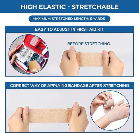 غلاف ضمادة ذاتية اللصق من BANDVET WRAP - عبوة من 12 لونًا متنوعًا، غلاف بيطري غير منسوج، مسامي ومقاوم للماء للإسعافات الأولية، والإصابات الرياضية، والالتواء في الجسم، والحيوانات الأليفة (2 بوصة متعدد الألوان - 12 عبوة) in Kuwait