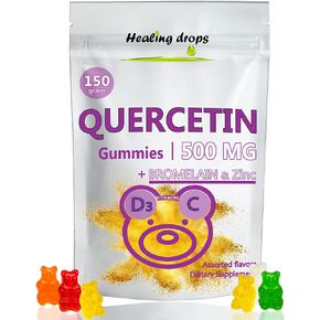 Quercetin with Bromelain Gummies - Vitamin C + Zinc + Vitamin D3 - Quercetin 500mg Gummies for Kids and Adults (2 Packs) in Saudi Arabia