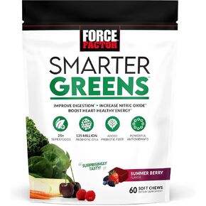 Force Factor Smarter Greens Superfood Chews, Greens and Superfoods with Probiotics & Modern Mushrooms Soft Chews, Mushroom Supplement with Lions Mane, Turkey Tail in Saudi Arabia
