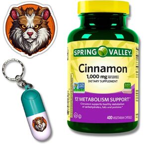 كبسولات قرفة وايلد هامستر سبرينج فالي 1000 مجم، حزمة مكونة من 400 قطعة مع حامل وملصق حبوب سلسلة مفاتيح حصرية (3 قطع) in Kuwait