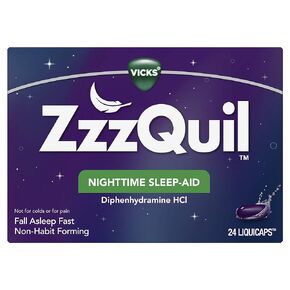 ZzzQuil, Nighttime Sleep Aid LiquiCaps, 25 mg Diphenhydramine HCl, No.1 Sleep-Aid Brand, Non-Habit Forming, Wake Refreshed, 24 LiquiCaps in Saudi Arabia