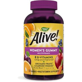 Nature's Way Alive! Women’s Gummy Multivitamin, 16 Vitamins & Minerals, Energy Metabolism*, Hair Skin & Nails*, Vegetarian, Mixed Berry Flavored, 60 Gummies (Packaging May Vary)