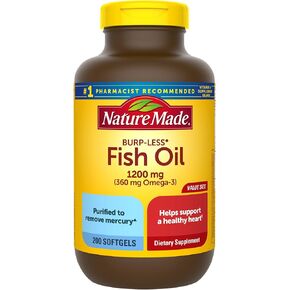 Burp-Less Fish Oil 1200 mg, 200 Softgels, Fish Oil Omega 3 Supplement For Heart Health in Saudi Arabia