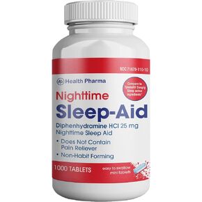مساعد النوم الليلي من هيلث فارما، كبسولات ديفينهيدرامين HCL، 25 مجم (أزرق)، عدد 1000 in Kuwait