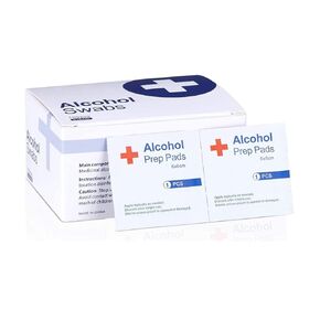 وسادات تحضير كحول، شرائح قطن كحول 75%، 100 قطعة من وسادات شاش الكحول ملفوفة بشكل فردي، ممسحة مبللة، 6 × 6 سم، 2.36 بوصة × 2.36 بوصة in Kuwait