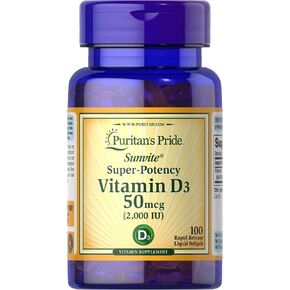 Puritan's Pride Vitamin D3 50mcg (2,000 IU) Bolsters Immune Health for Support of Immune Health and Healthy Bones and Teeth 200 Softgels
