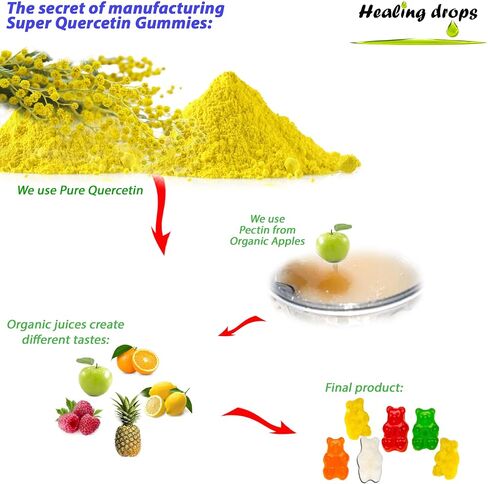 Quercetin with Bromelain Gummies - Vitamin C + Zinc + Vitamin D3 - Quercetin 500mg Gummies for Kids and Adults (2 Packs) in Saudi Arabia