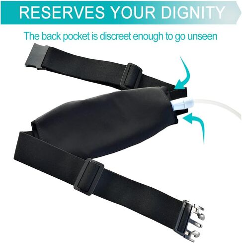 Large Pouch Peritoneal Dialysis PD Belt Pouch Peg G Catheter Holder Waist Band Accessories for Discreet Secure Feeding J Tube Women Men Black 25"-46" in Kuwait