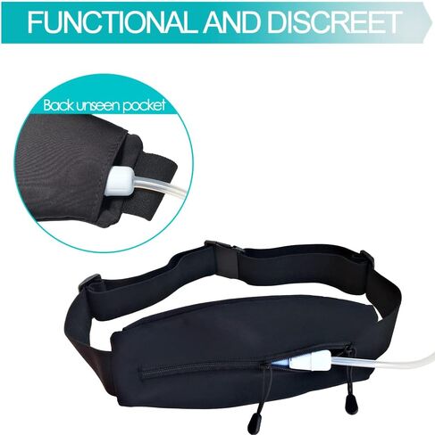 Large Pouch Peritoneal Dialysis PD Belt Pouch Peg G Catheter Holder Waist Band Accessories for Discreet Secure Feeding J Tube Women Men Black 25"-46" in Kuwait