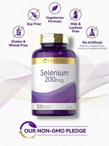 Yeast Free Selenium Supplement | 200mcg | 300 Capsules | Vegetarian, Non-GMO, and Gluten Free Mineral Formula | L-Selenomethionine | Value Size | by Carlyle in Kuwait