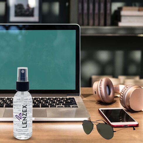 مجموعة رذاذ منظف عدسات النظارات من LENZEX | 5 قطع | (3 زجاجات) مع (2) قطعة قماش من الألياف الدقيقة | مضاد للوهج، خالي من الخطوط، غير سام | آمن لجميع العدسات والشاشات in Kuwait