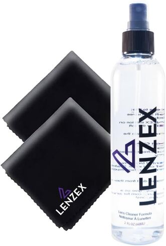 مجموعة رذاذ منظف عدسات النظارات من LENZEX | 5 قطع | (3 زجاجات) مع (2) قطعة قماش من الألياف الدقيقة | مضاد للوهج، خالي من الخطوط، غير سام | آمن لجميع العدسات والشاشات in Kuwait