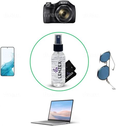 مجموعة رذاذ منظف عدسات النظارات من LENZEX | 5 قطع | (3 زجاجات) مع (2) قطعة قماش من الألياف الدقيقة | مضاد للوهج، خالي من الخطوط، غير سام | آمن لجميع العدسات والشاشات in Kuwait